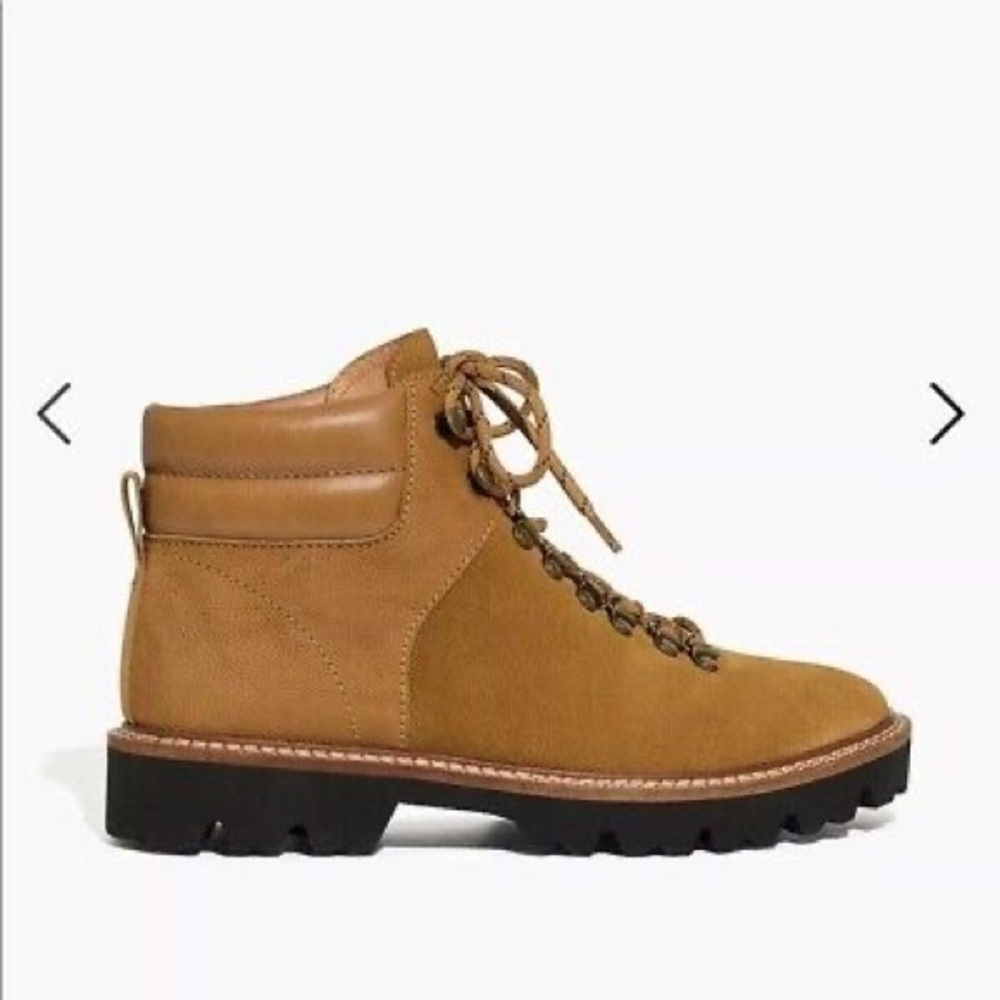 NEW Madewell The Citywalk Lugsole Hiker Boot in Leather, size 8, Toffee